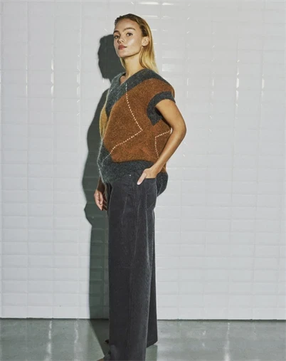Withblack - WBLVenus Harlekin Vest - Desert Camel  Harlekin